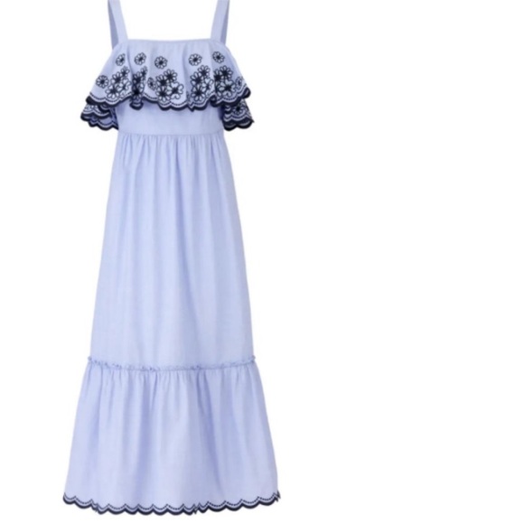 Kate Spade Daisy Floral Embroidered Patio Dress, Broome Street Blue Size Medium - Picture 2 of 10